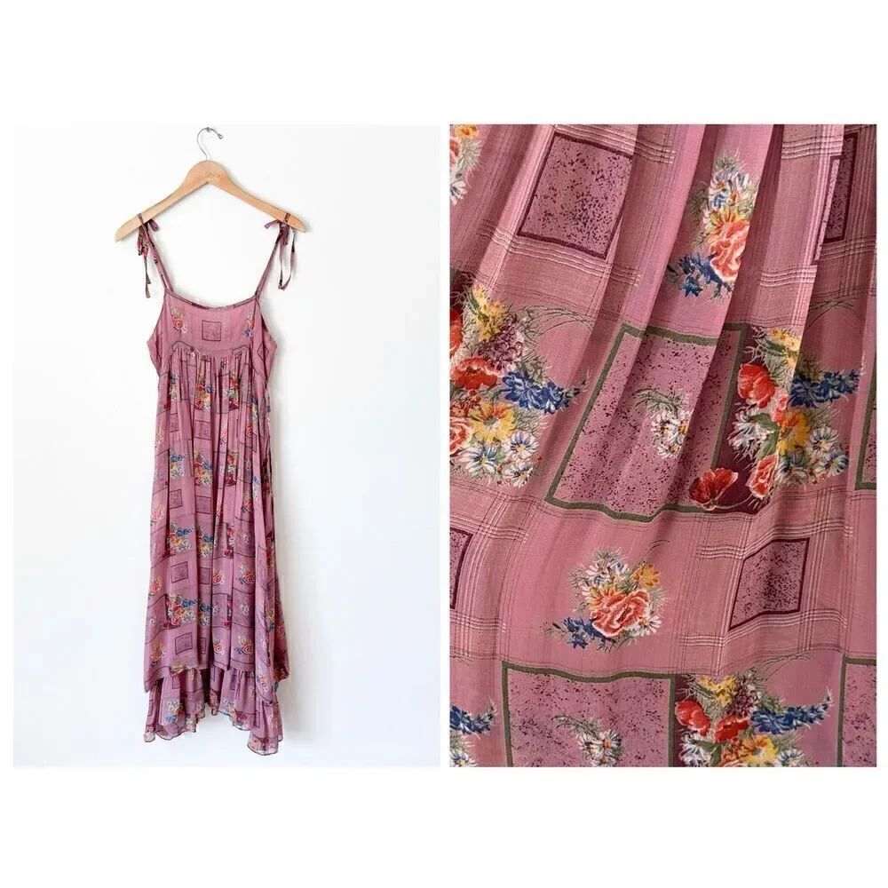 Nicole Miller for P.J Walsh New York Vintage Mauve Multi Color Floral Silk Midi